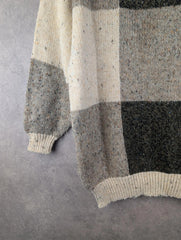 Vintage Knitted Jumper Womens Medium M Roll Neck Checked