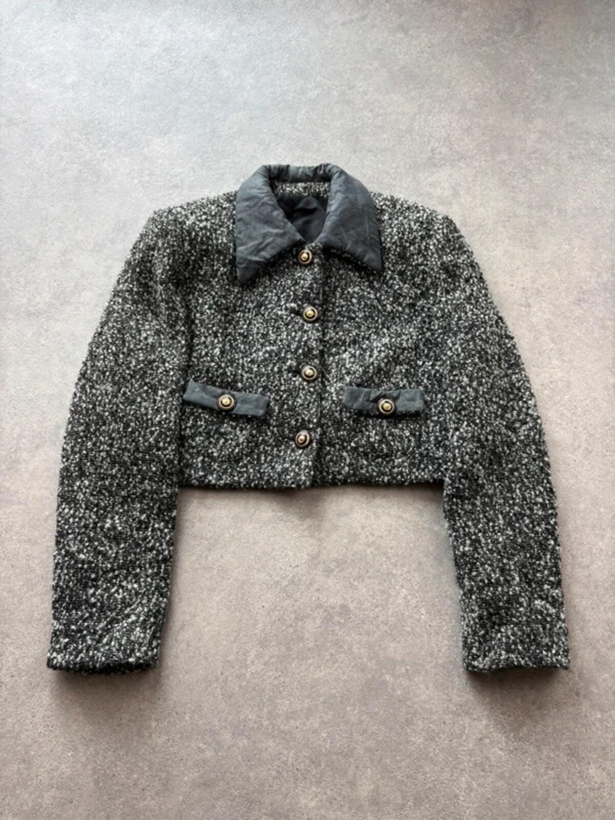 Y2K Wool Jacket Women’s Medium Grey Cropped Tailored Structured