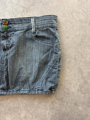 Y2K Denim Mini Skirt Women’s Blue Elasticated Festival Stretch Low Rise