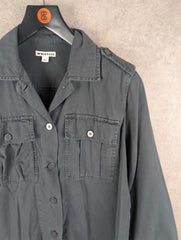 Whistles Shirt Womens Medium M Grey Button-Up Utility