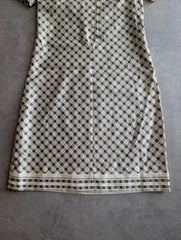 Vintage 1970s Dress Women’s Small Beige Brown Geometric Mod Midi Retro