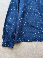 Vintage 1980’s Blouse Women’s XXL Navy Polka Dot Vintage Secretary Pussy Bow