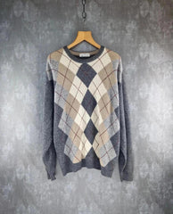 St Michael Jumper Mens XL Extra Large Knitted Argyle Pullover