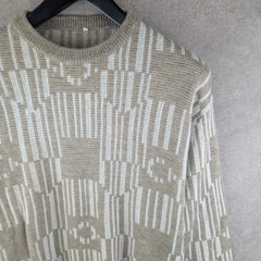 Vintage Jumper Mens Large L Grey Knitted Pullover Cotton