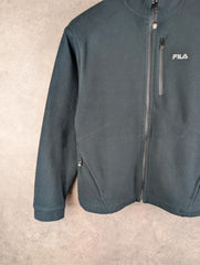 Fila Jumper Mens Medium M Black Fleece Vintage Full Zip