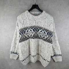 St, Bernard Jumper Mens Large L Knitted Vintage Retro Geometric