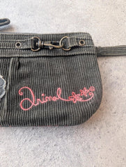 Animal Y2K Corduroy Wristlet Purse Floral Embroidered Coin Bag Festival Boho