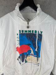 Trigema Sweatshirt Womens M Medium White Vintage 80s Quarter Zip