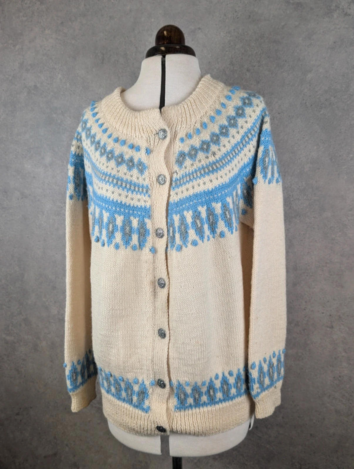 Dale of Norway Fair Isle Knitted Cardigan Womens Medium Pure New Wool
