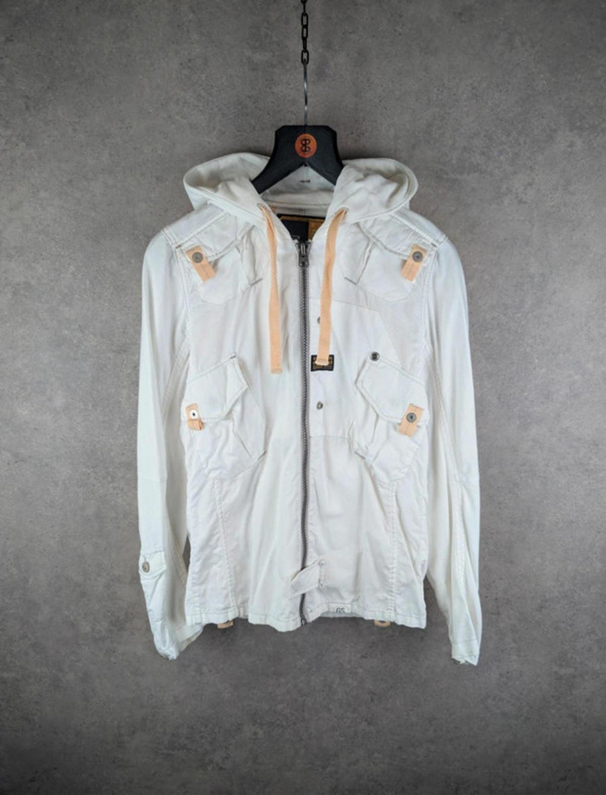 G-Star Jacket Womens S Small White Hooded Full Zip Gorpcore