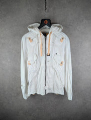G-Star Jacket Womens S Small White Hooded Full Zip Gorpcore