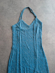 Vintage 1970s Dress Women's XS Blue Lurex Sparkly Party Disco