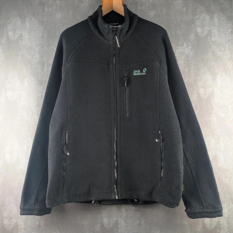 Jack Wolfkskin Jumper Mens XL Extra Large Black Fleece Jacket