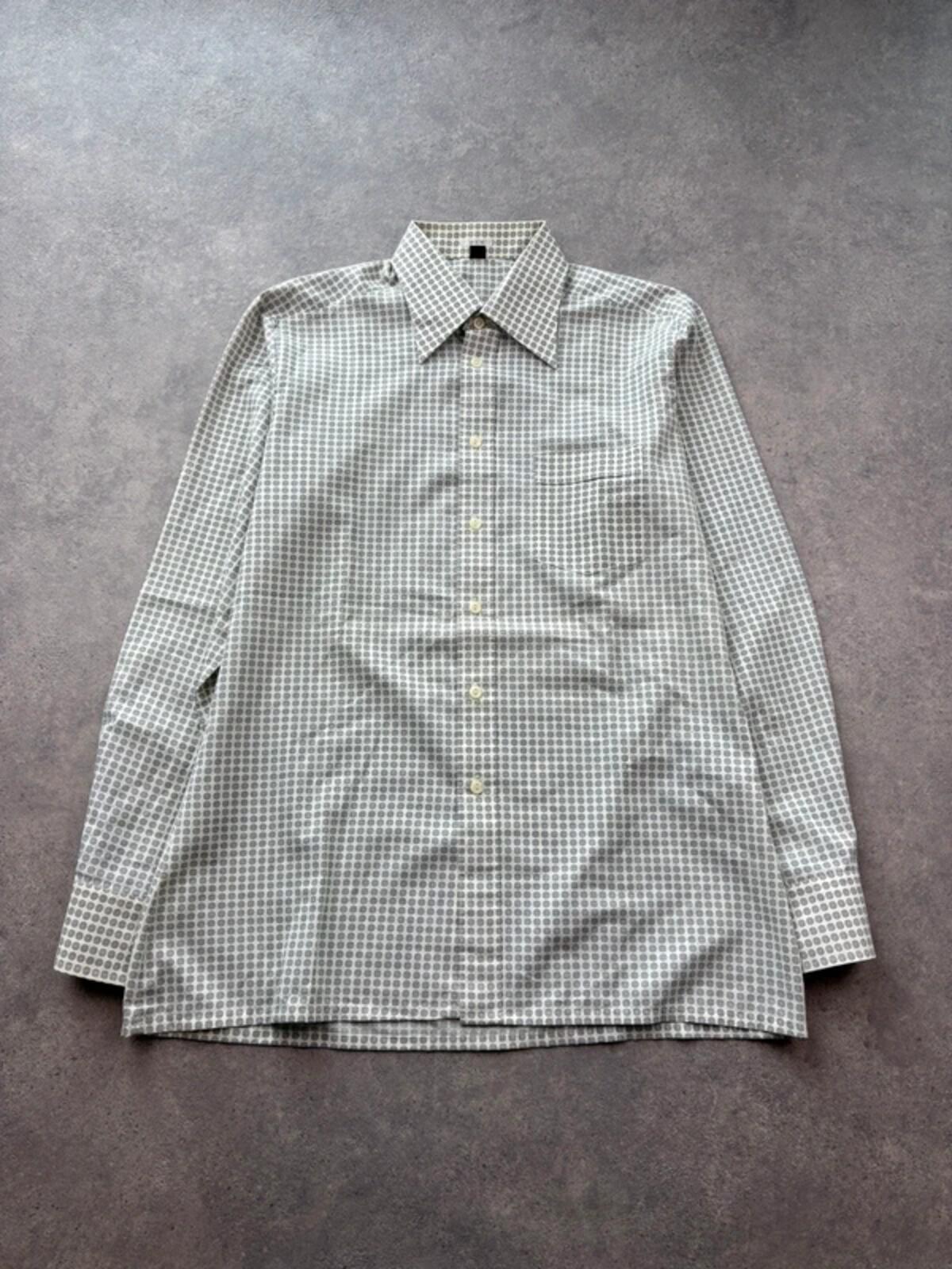 Vintage 1970s Shirt Men’s Large White Geometric Print Dagger Collar Retro Mod