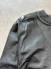 Vintage 1980s Leather Jumper Womens XL Black Metallic Baggy Elasticated Retro