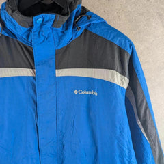 Columbia Coat Mens Large Blue Hooded Omni-Heat