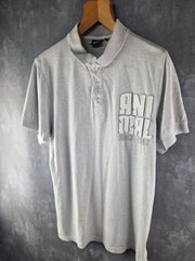 Animal Polo Shirt Mens Medium M Grey Y2K Short Sleeve