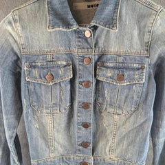 Moto Jacket Womens XS Extra Small Blue Denim Y2K