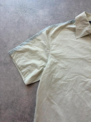 Authentic Shirt Men’s Medium Beige Y2K Zip Up Short Sleeve Casual Utility