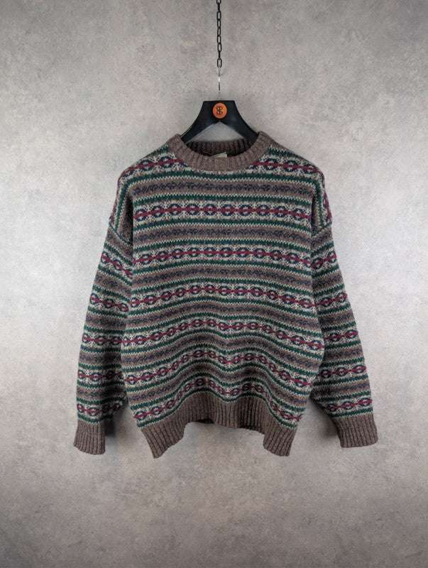 Vintage Knitted Jumper Mens XL Extra Large Shetland Wool Retro Pullover