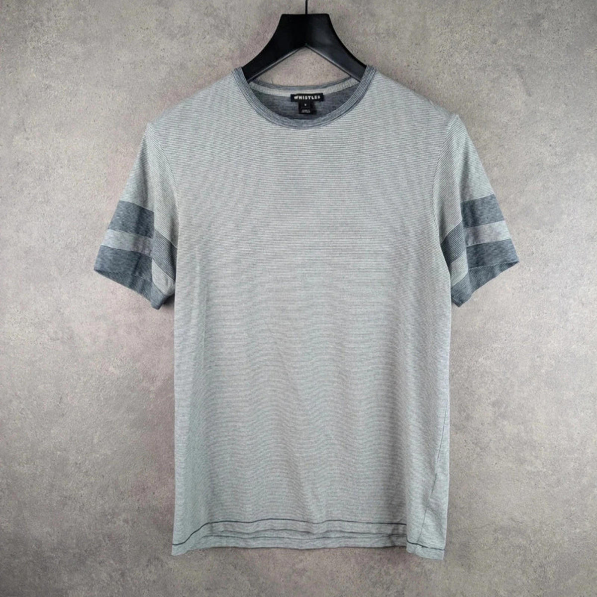 Whistles T-Shirt Men's Striped Medium Grey/Blue