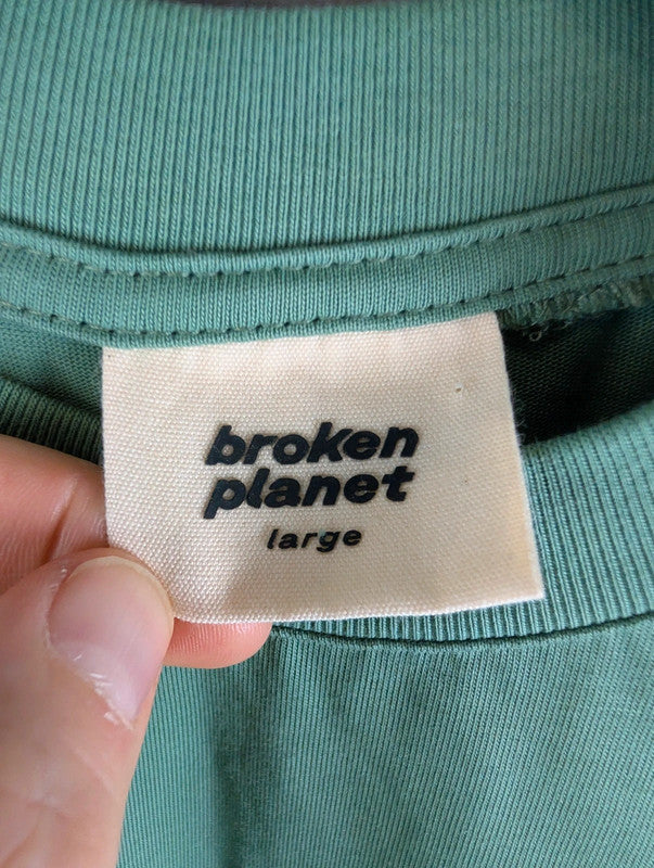 Broken Planet T-Shirt Mens Large L Green Short Sleeve