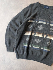 Malagrida Knitted Pullover Jumper Men’s Large Grey Vintage Wool Boxy Italian