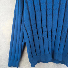 Bueckle Jumper Mens L Large Blue Knitted Vintage Pullover