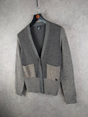 Armani Jumper Womens M Medium Brown Mohair Knitted Cardigan Italy