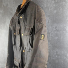 Vintage Belstaff Motorcycle Jacket Brown Leather Mens Large