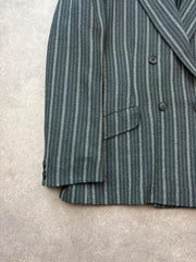 Jaeger Blazer Women’s 14 Vintage 1990s Wool Alpaca Striped Double Breasted