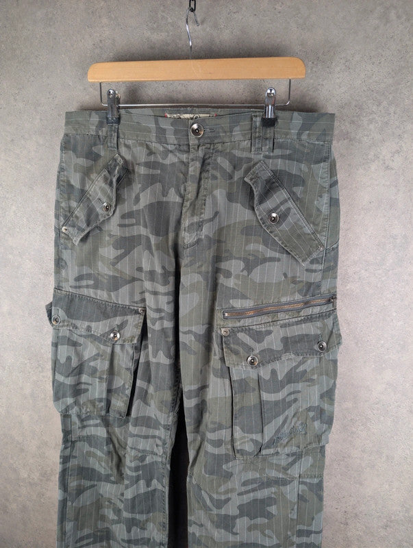 Ripcurl Trousers Mens W34 L33 Y2K Camo Cargo Surfing Ripstop