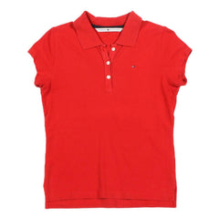 Tommy Hilfiger Polo Shirt Womens Small S Red Short Sleeve