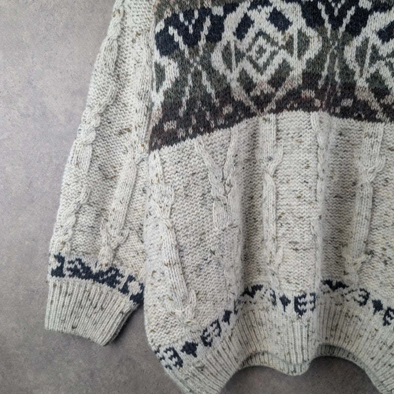 St, Bernard Jumper Mens Large L Knitted Vintage Retro Geometric