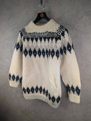 Hand Knit Jumper Womens L Large Vintage Knitted Pullover