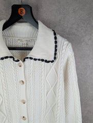 Whoau California Jumper Womens Small S White Cotton Cardigan