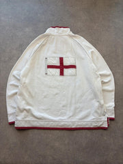 Fat Face Quarter Zip Pullover Jumper Men’s XL White England Flag Casual Y2K