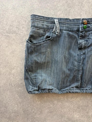 Y2K Denim Mini Skirt Women’s Blue Elasticated Festival Stretch Low Rise