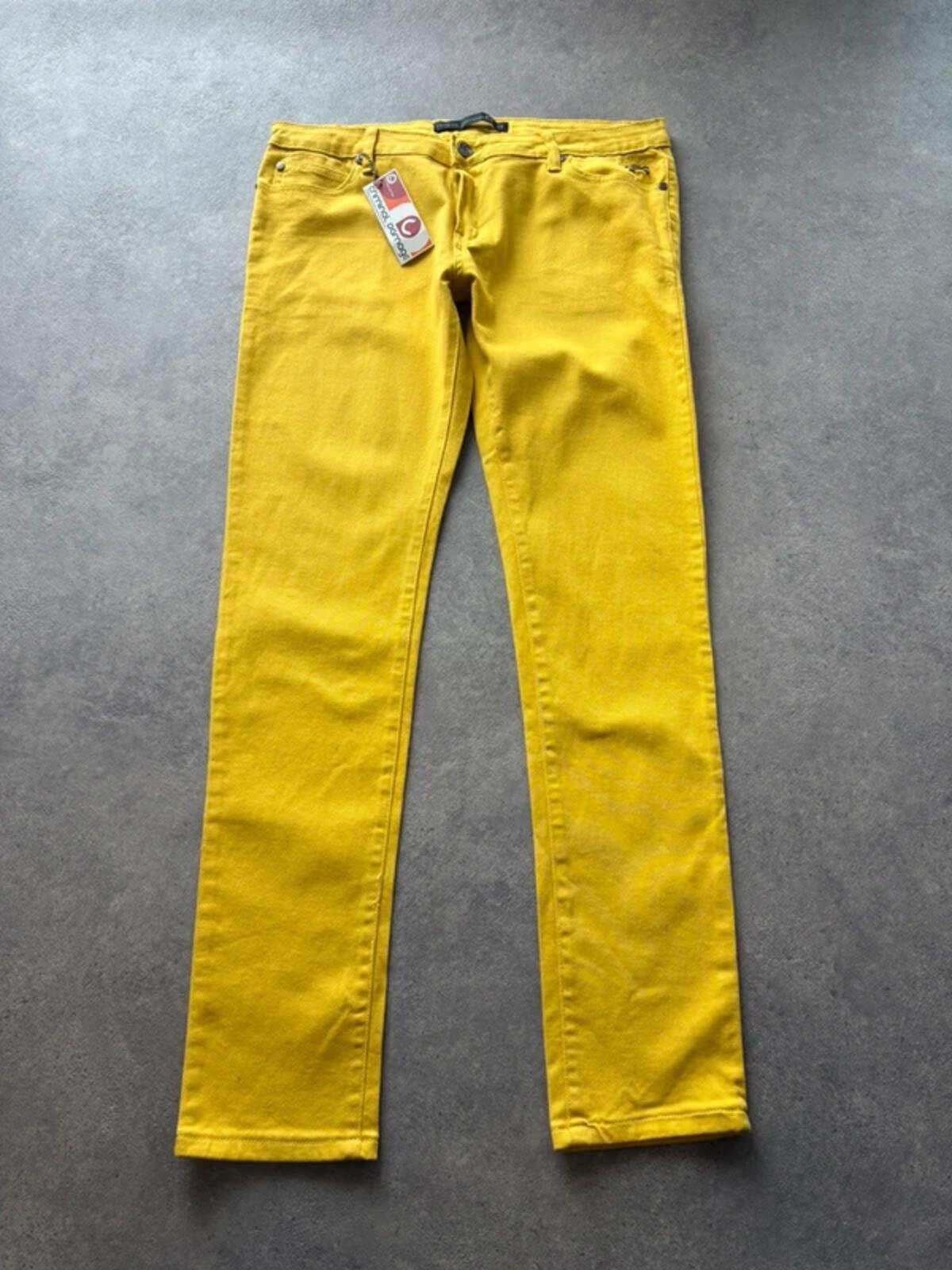 Criminal Damage Jeans Waist 34 Yellow Skinny Low Rise Punk Emo Denim