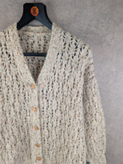 Hand Knitted Cardigan Womens Medium M Beige