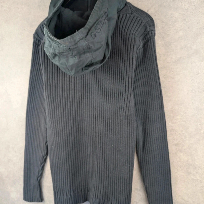 G-Star Raw Jumper Womens XL Extra Large Y2K Knitted Hoodie Grey