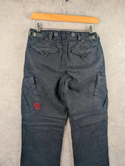Criminal Damage Cargo Trousers 2000s Chunk Black Cargo Pants 28" New Deadstock