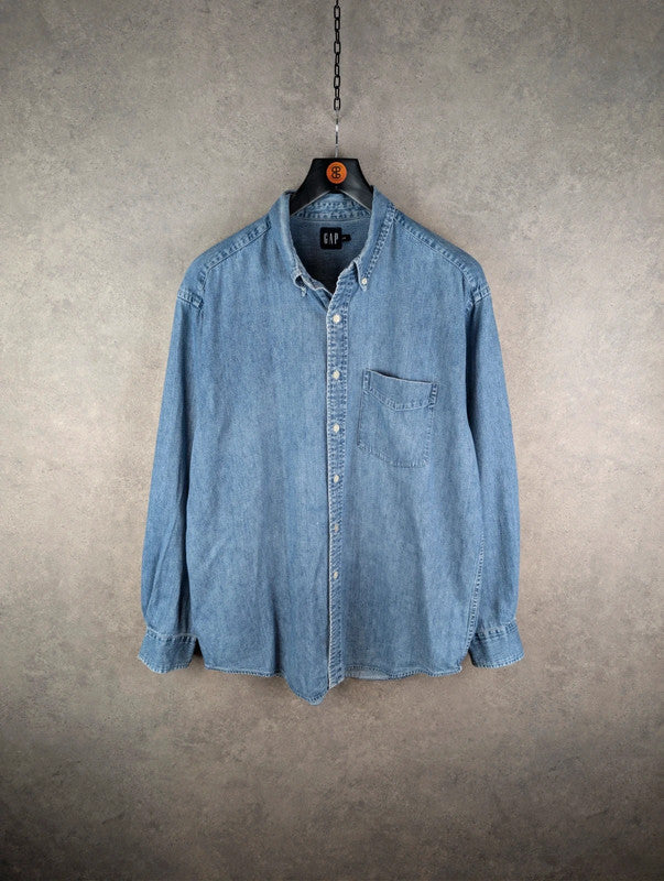 Gap Shirt Mens Large L Blue Vintage Denim Cotton Long Sleeve