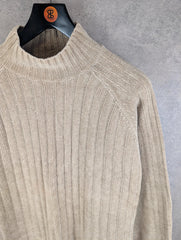 Next Jumper Mens L Large Beige Vintage 90s Knitted Pullover Cotton