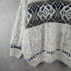 St, Bernard Jumper Mens Large L Knitted Vintage Retro Geometric