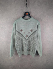 Tootal Jumper Mens L Large Blue Vintage Knitted Pullover