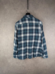 Canda Flannel Shirt Mens XL Extra Large Vintage Checked Blue