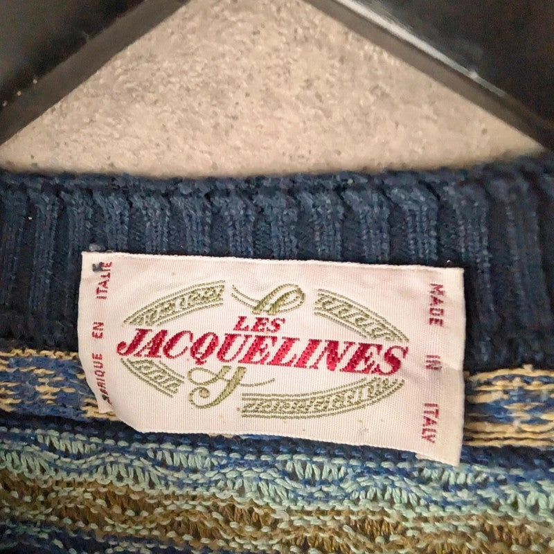 Les Jacuelines Jumper Mens Large L Knitted Vintage Cotton Multicoloured