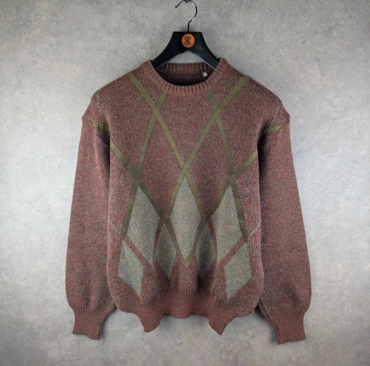Vintage Jumper Mens L Large Italian Knitted 80s Retro Pullover