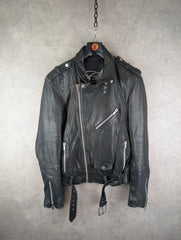 Carlo Sacchi Jacket Mens Large L Black Leather Vintage Italian Biker